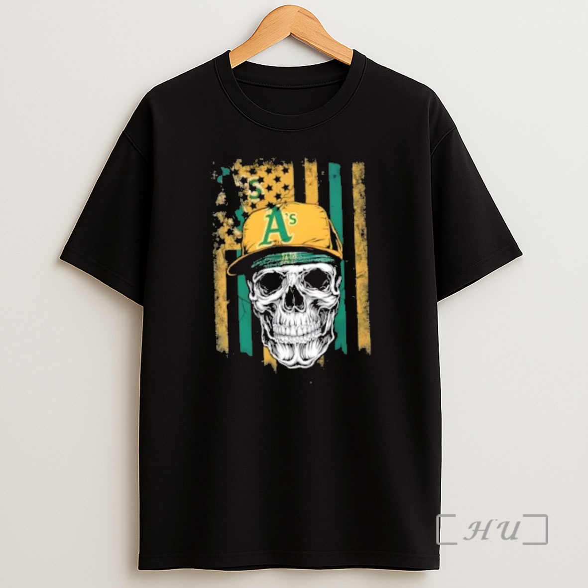 Officials Skull Wearing A Cap Oakland Athletics Us Flag Shirt Sweatshirt Tee