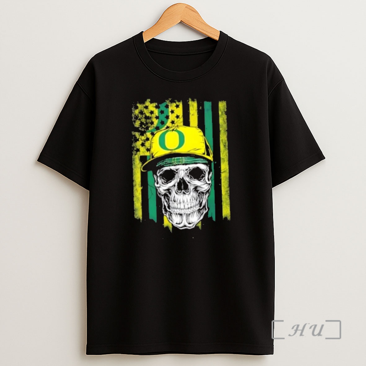 Officials Skull Wearing A Cap Oregon Ducks Us Flag Shirt Sweatshirt Tee