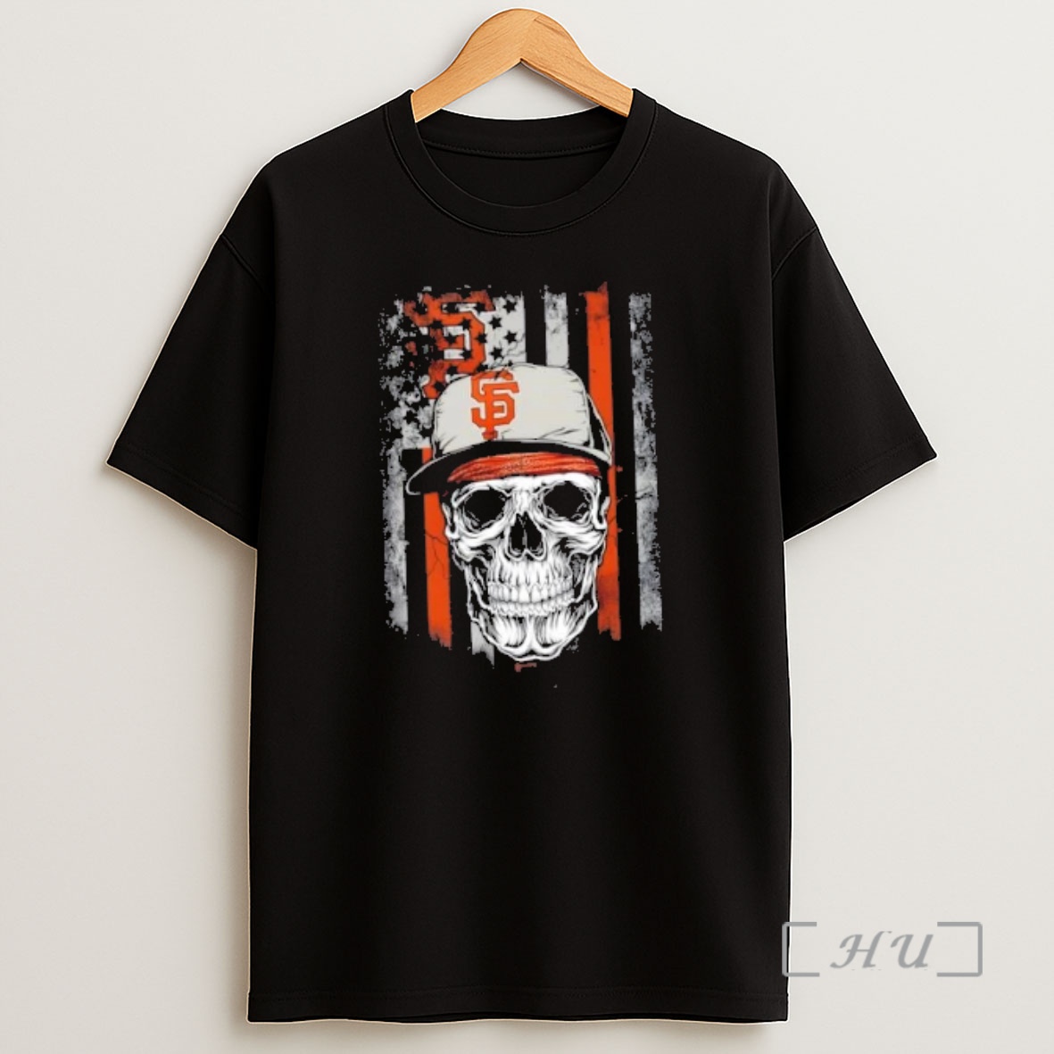 Officials Skull Wearing A Cap San Francisco Giants Us Flag Shirt Sweatshirt Tee