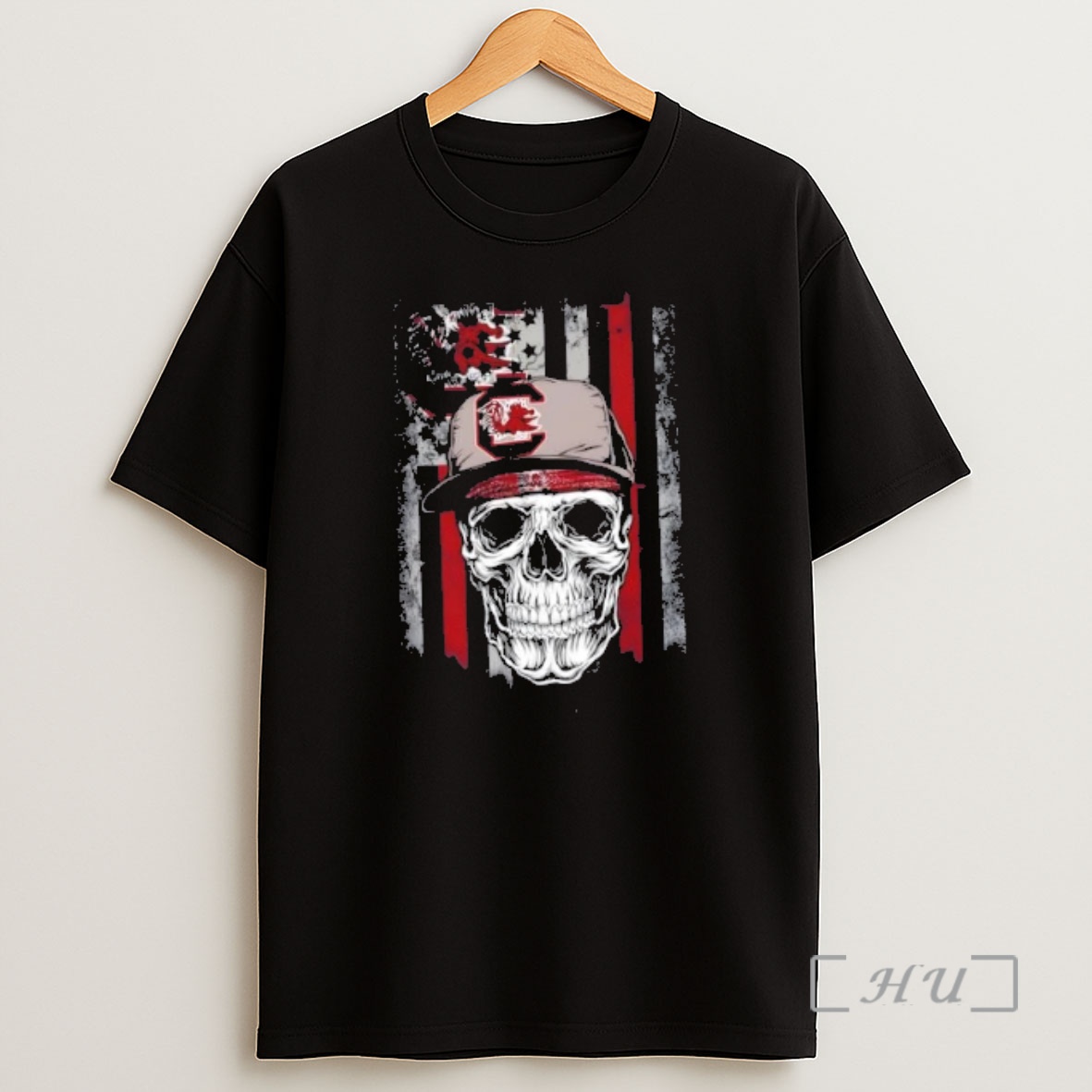 Officials Skull Wearing A Cap South Carolina Gamecocks Us Flag Shirt Sweatshirt Tee