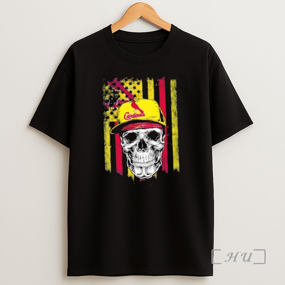 Officials Skull Wearing A Cap St Louis Cardinals Us Flag Shirt Sweatshirt Tee