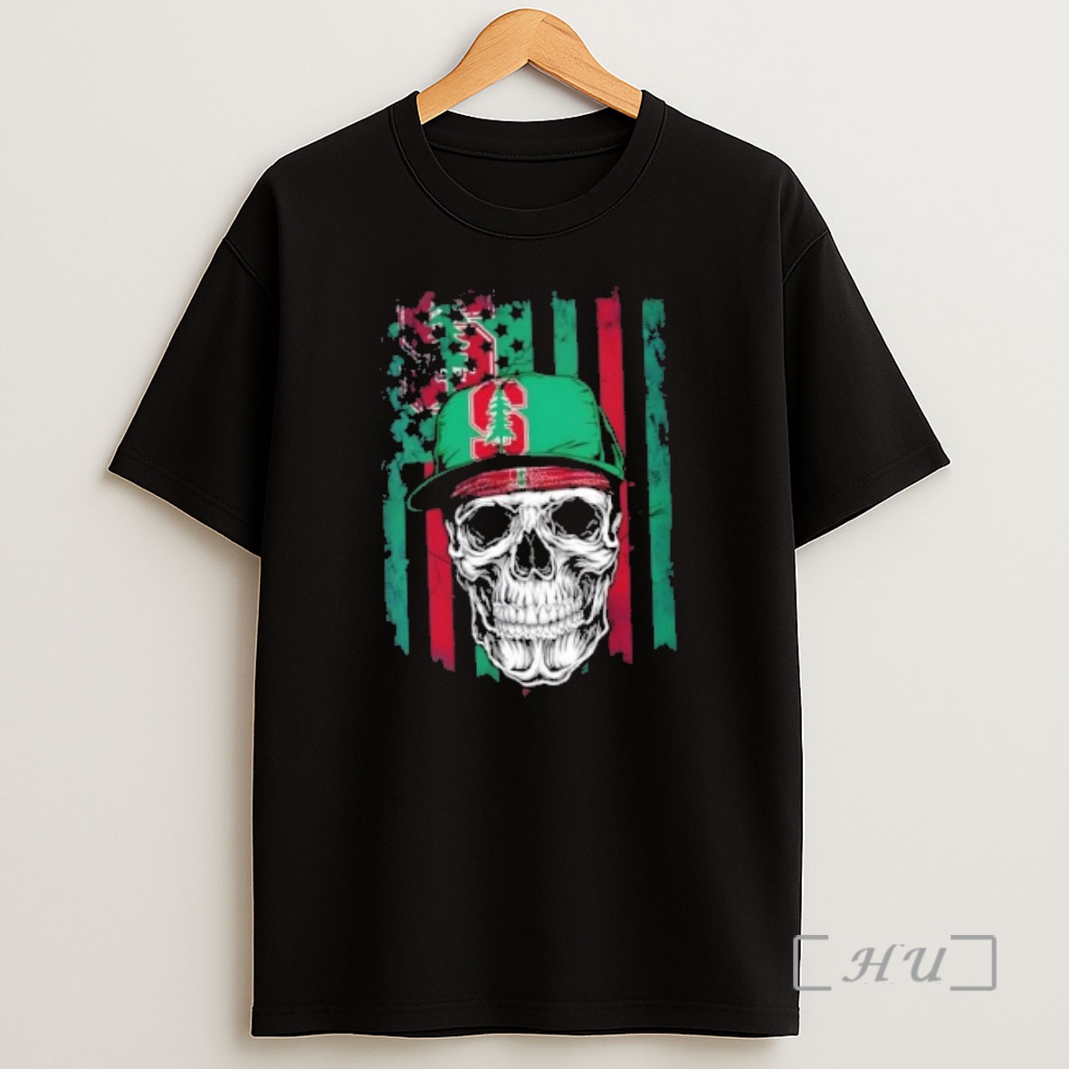 Officials Skull Wearing A Cap Stanford Cardinal Us Flag Shirt Sweatshirt Tee