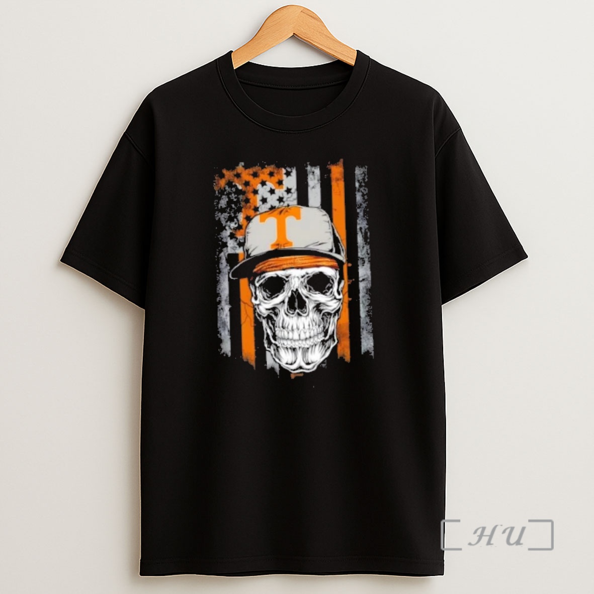 Officials Skull Wearing A Cap Tennessee Volunteers Us Flag Shirt Sweatshirt Tee