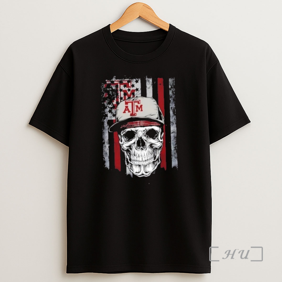 Officials Skull Wearing A Cap Texas Am Aggies Us Flag Shirt Sweatshirt Tee
