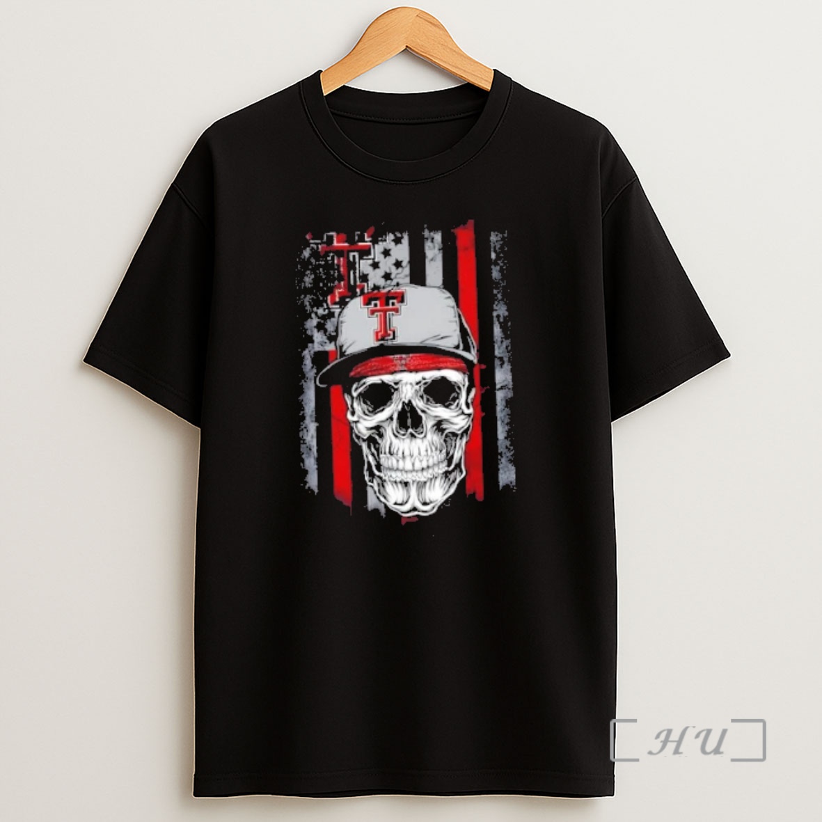 Officials Skull Wearing A Cap Texas Tech Red Raiders Us Flag Shirt Sweatshirt Tee
