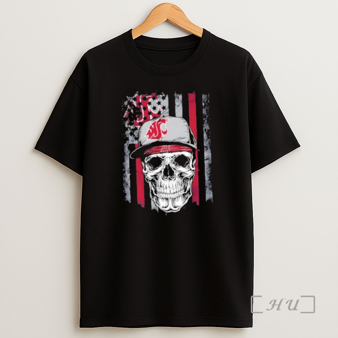 Officials Skull Wearing A Cap Washington State Cougars Us Flag Shirt Sweatshirt Tee
