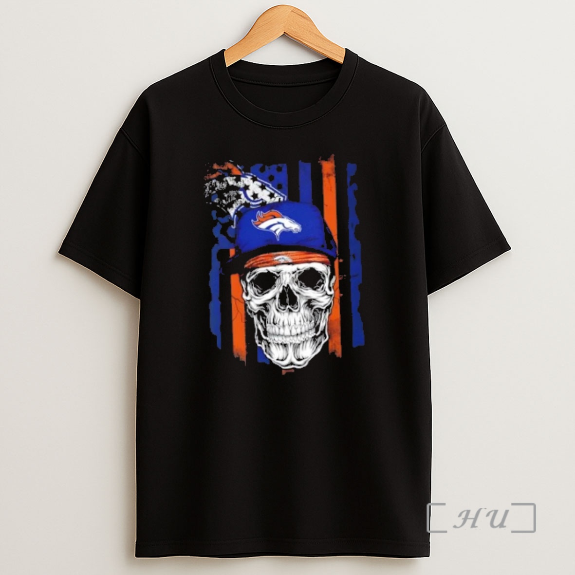 Officials Skull Wearing A Cap X Denver Broncos Us Flag Shirt Sweatshirt Tee