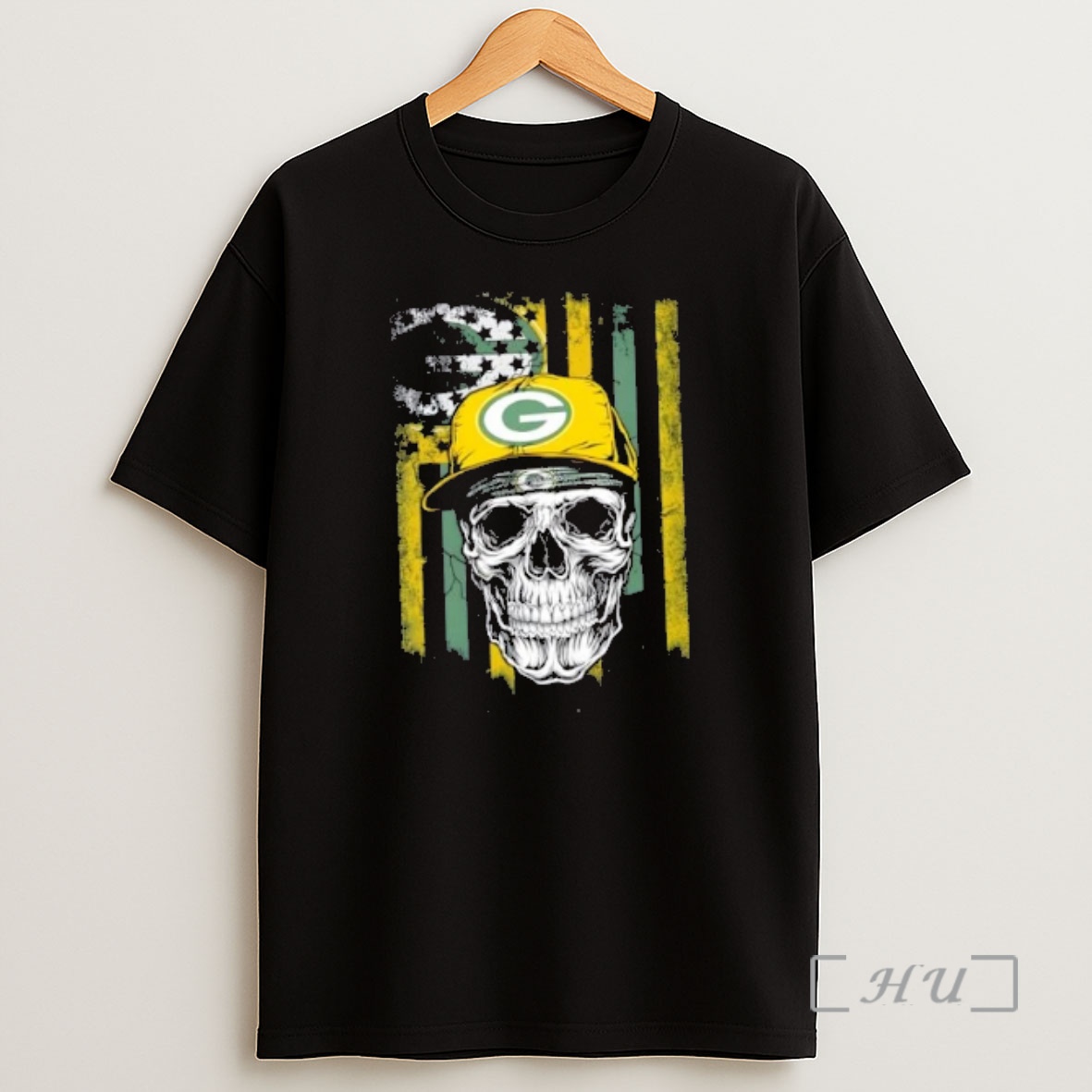 Officials Skull Wearing A Cap X Green Bay Packers Us Flag Shirt Sweatshirt Tee