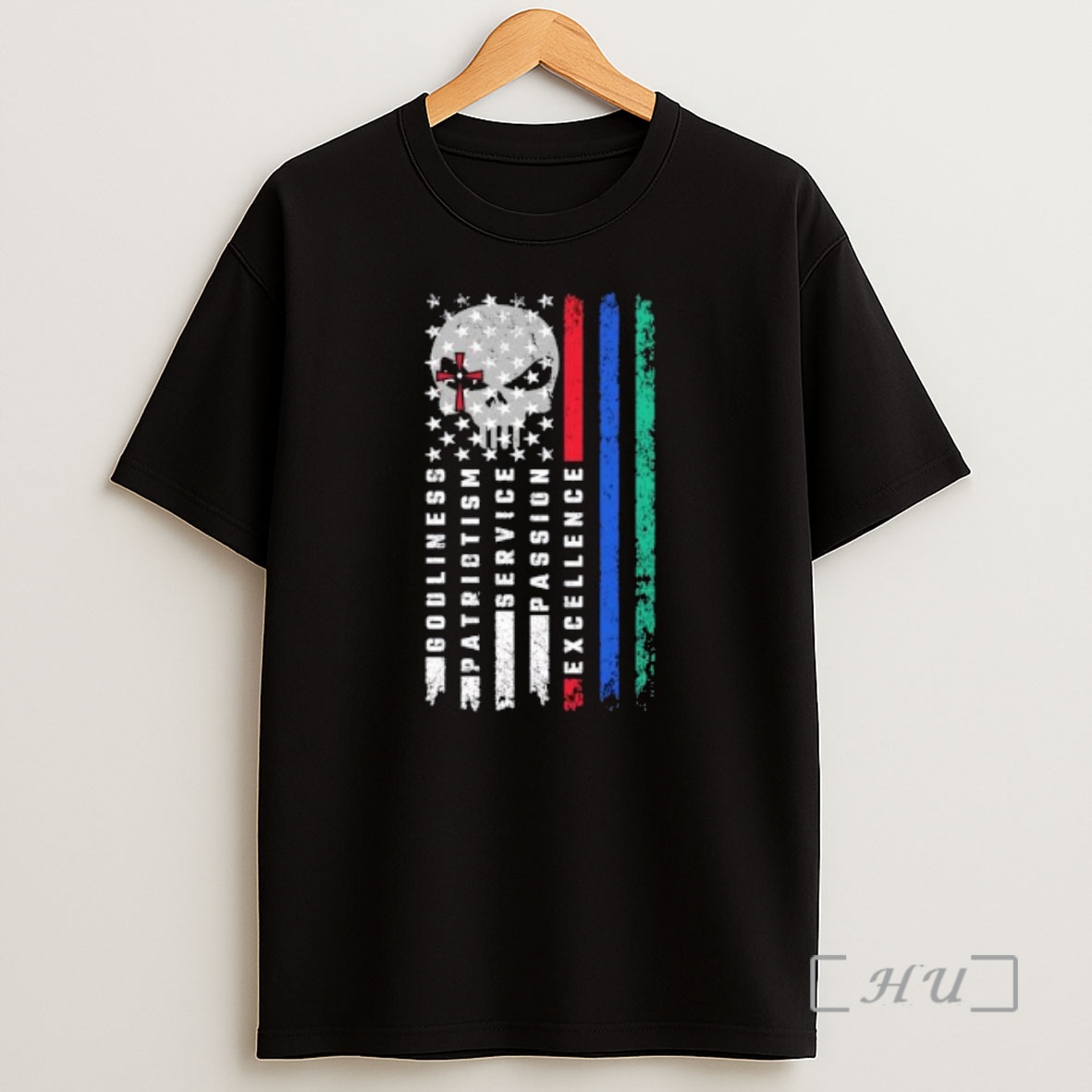 Officials Skull Godlines Patriotism Service Passion Excellence America Flag Shirt Sweatshirt Tee
