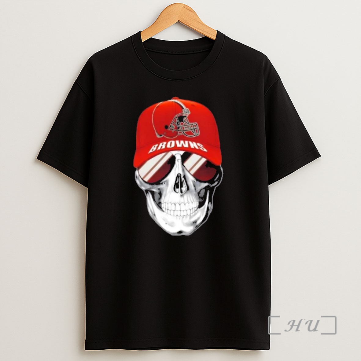 Officials Skull Wearing A Cap And Smile Cleveland Browns Fans Shirt Sweatshirt Tee