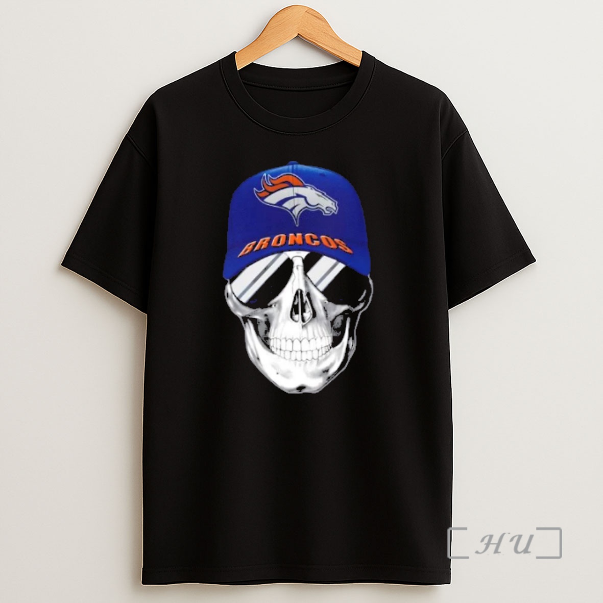 Officials Skull Wearing A Cap And Smile Denver Broncos Fans Shirt Sweatshirt Tee