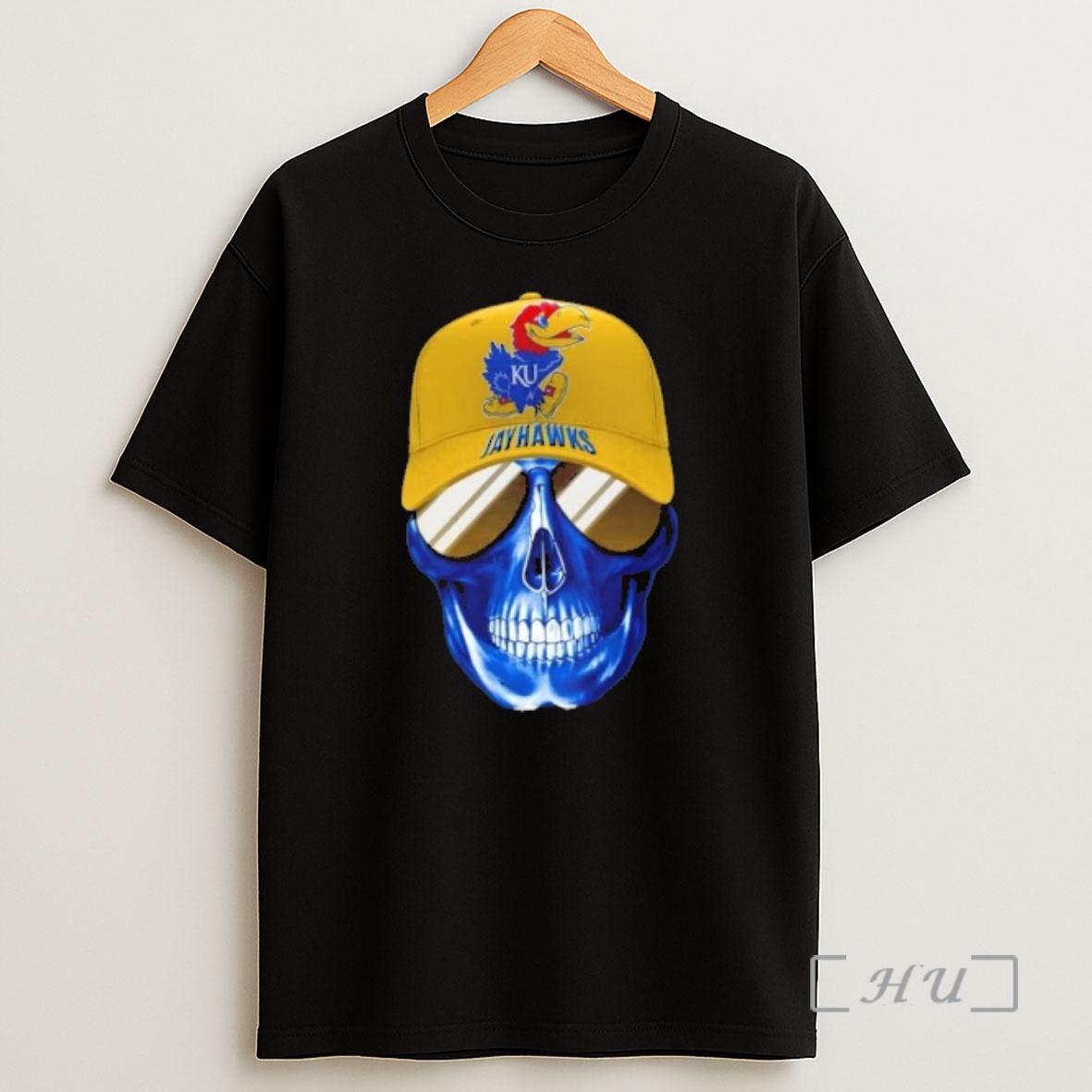 Officials Skull Wearing A Cap And Smile Kansas Jayhawks Fans Shirt Sweatshirt Tee
