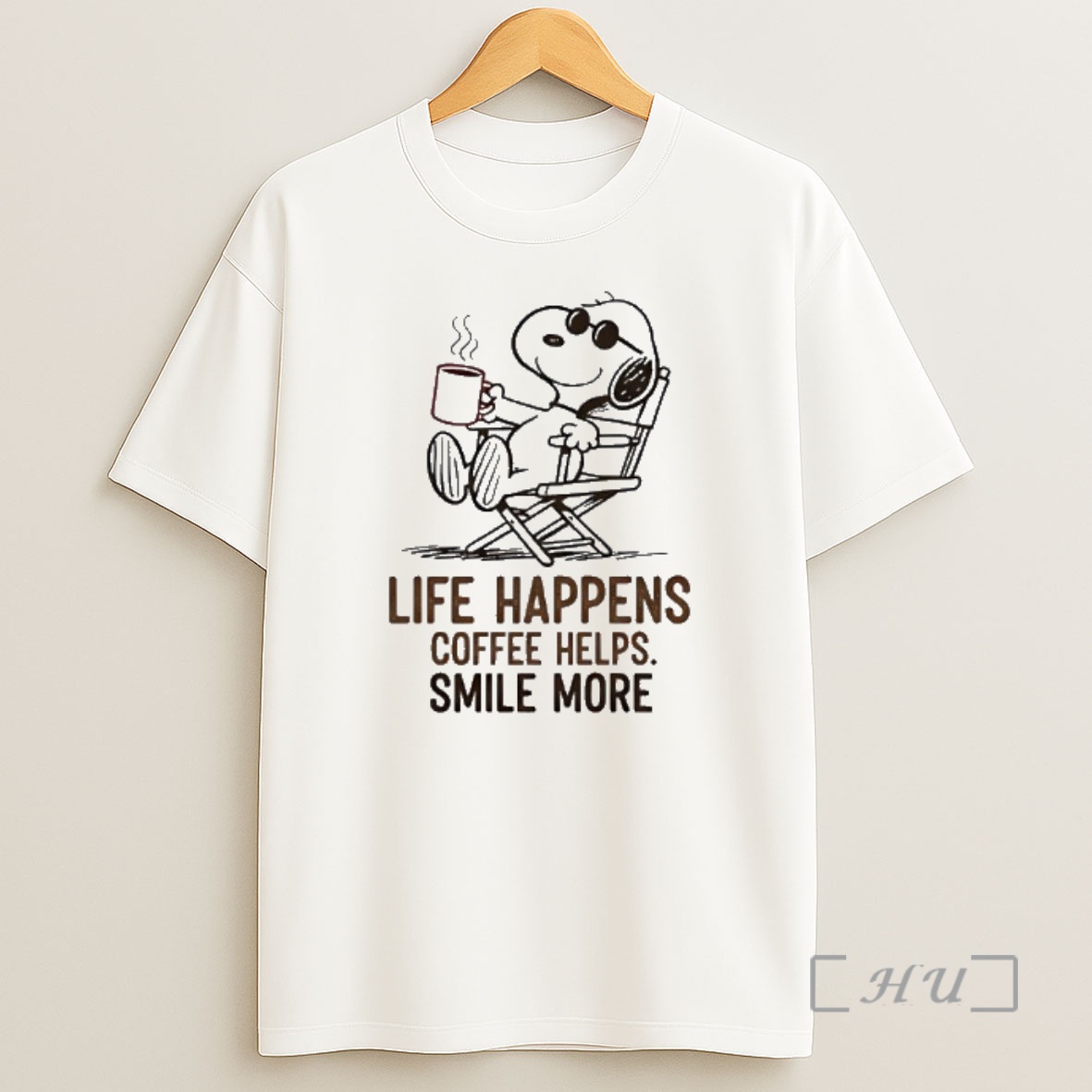 Officials Snoopy Life Happens Coffee Helps Smile More Shirt Sweatshirt Tee