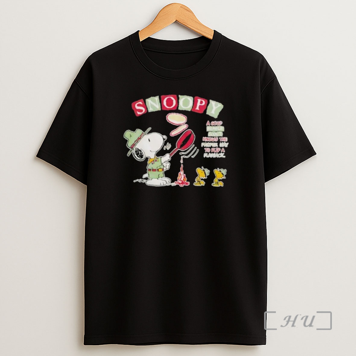 Officials Snoopy Woodstock A Good Beagle Scout Knows The Proper Way To Flip A Flapjack Shirt Sweatshirt Tee