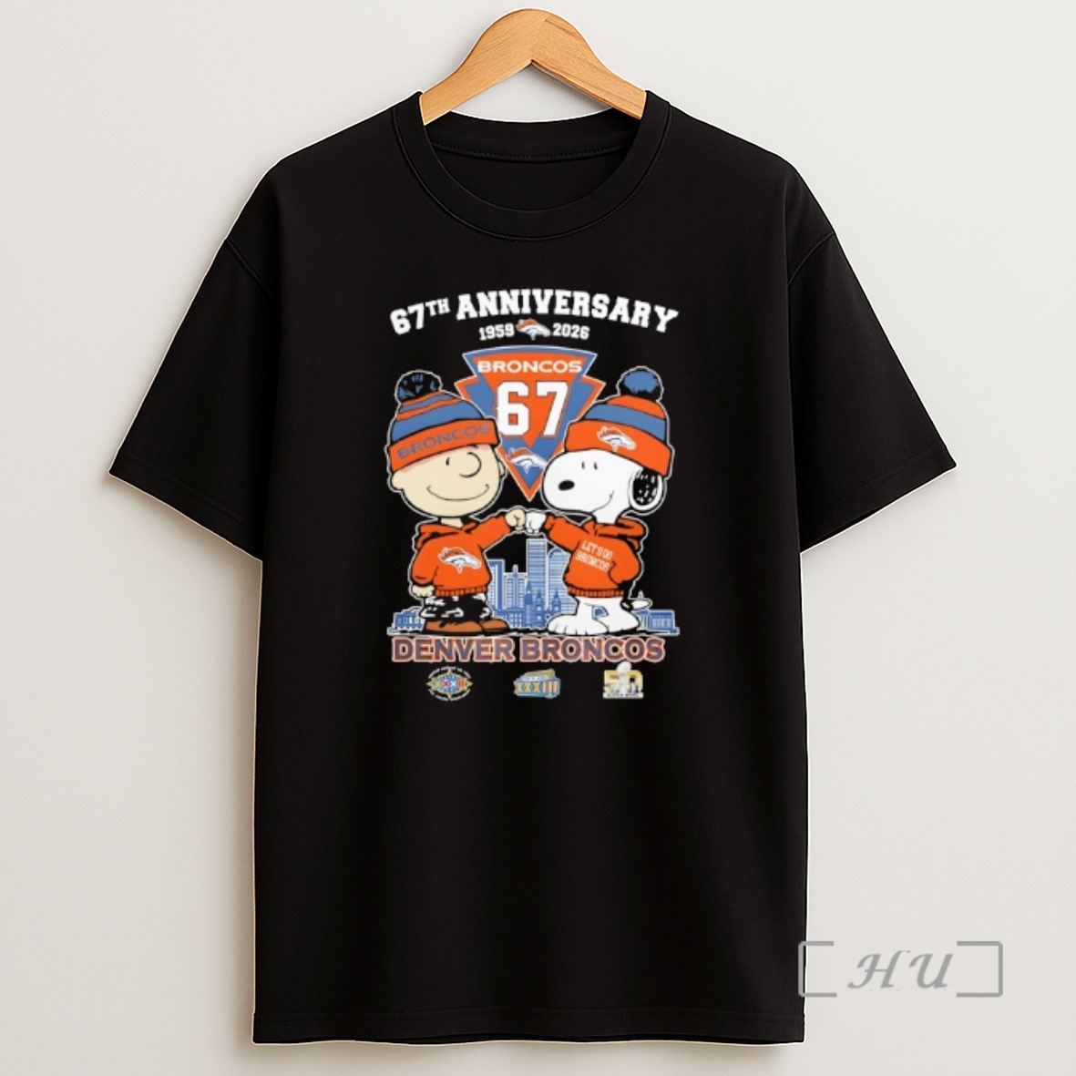 Officials Snoopy And Charlie Brown Denver Broncos Football 67th Anniversary 67 Seasons Shirt Sweatshirt Tee