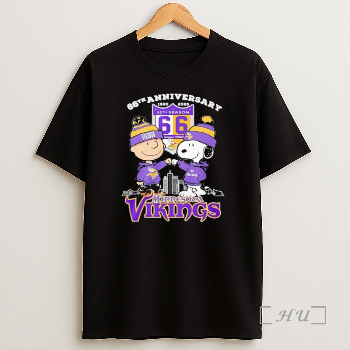Officials Snoopy And Charlie Brown Minnesota Vikings 66th Anniversary 1960 2026 City Skyline Shirt Sweatshirt Tee