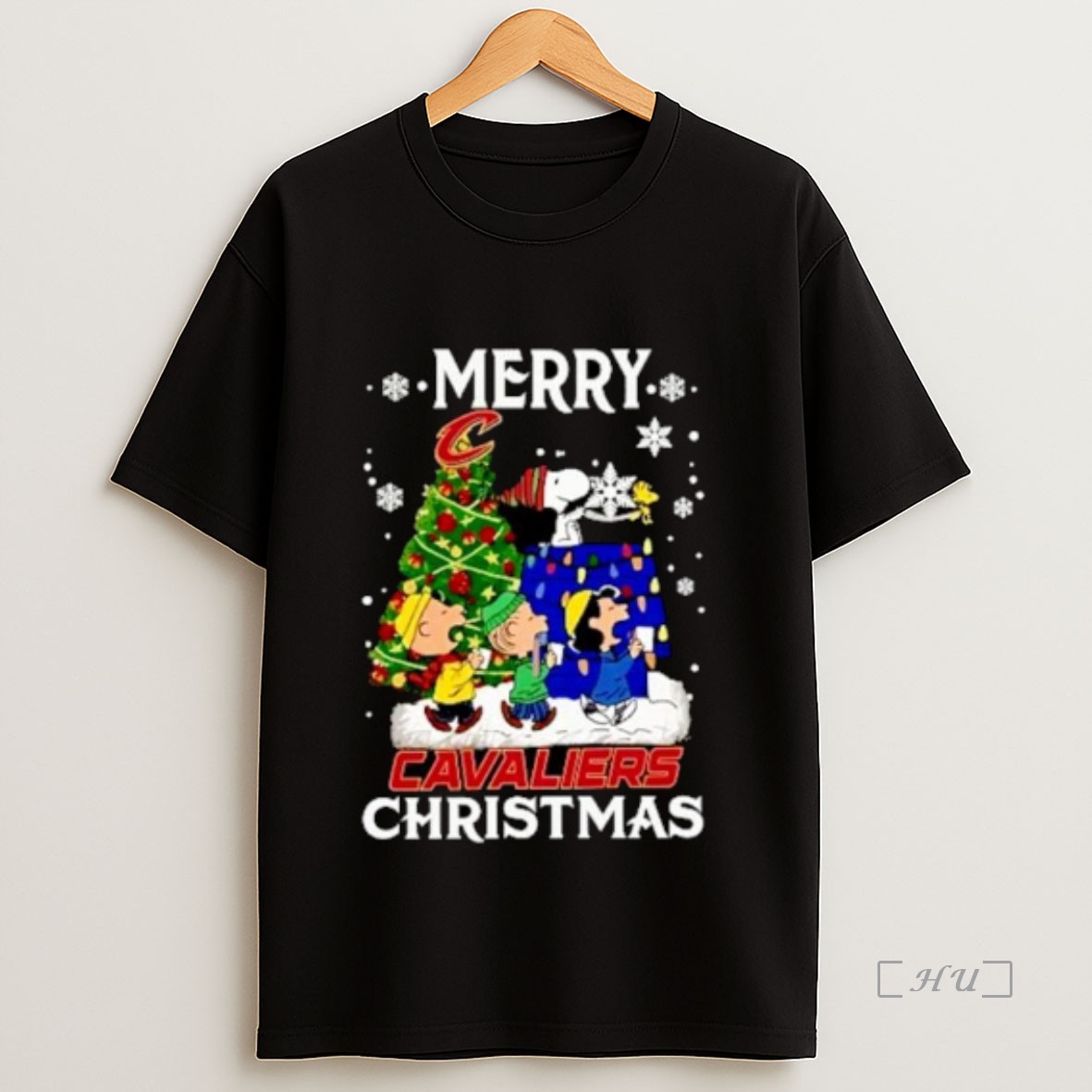 Officials Snoopy And Friends Merry Cleveland Cavaliers Christmas Ornaments Premium Shirt Sweatshirt Tee