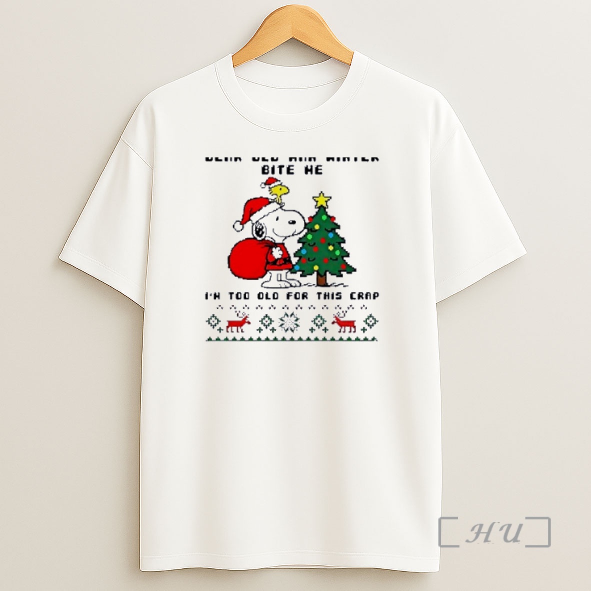 Officials Snoopy And Woodstock Dear Old Man Winter Bite Me Im Too Old For This Crap Christmas Retro Shirt Sweatshirt Tee