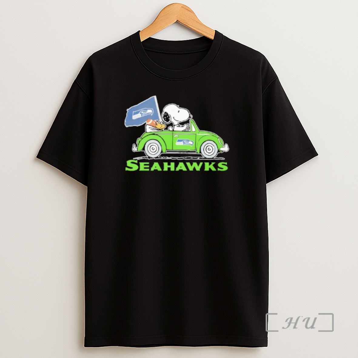 Officials Snoopy And Woodstock Riding Seattle Seahawks Football Car Shirt Sweatshirt Tee