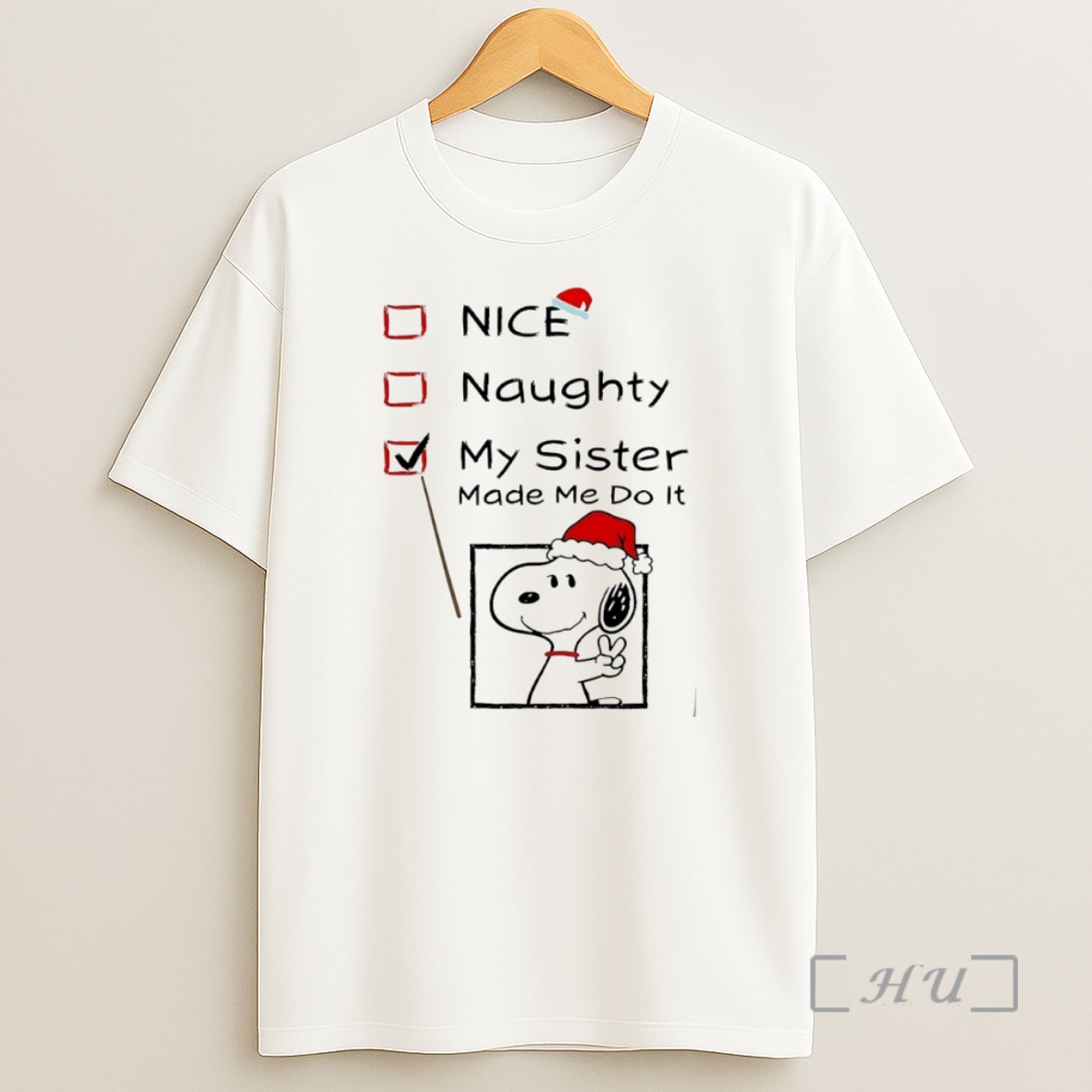 Officials Snoopy Nice Naughty My Sister Made Me Do It Circle Shirt Sweatshirt Tee