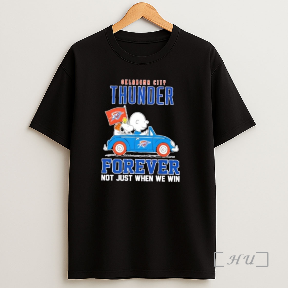 Officials Snoopy X Charlie Brown Driving Car Oklahoma City Thunder Forever Not Just When We Win Shirt Sweatshirt Tee