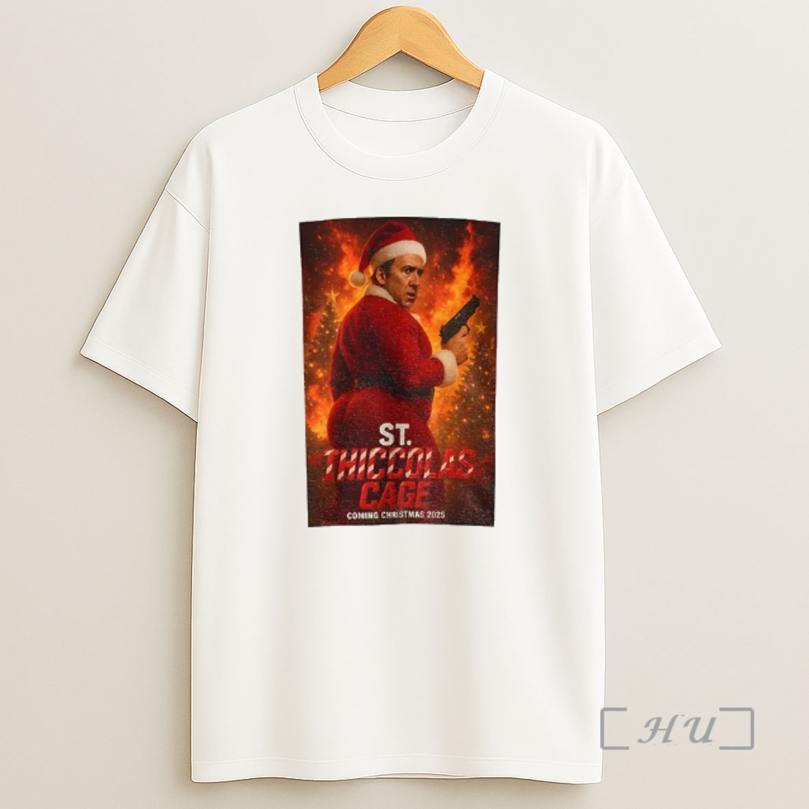 Officials St Thiccolas Cage Coming Christmas 2025 Thiccolas Cage Christmas Meme Shirt Sweatshirt Tee