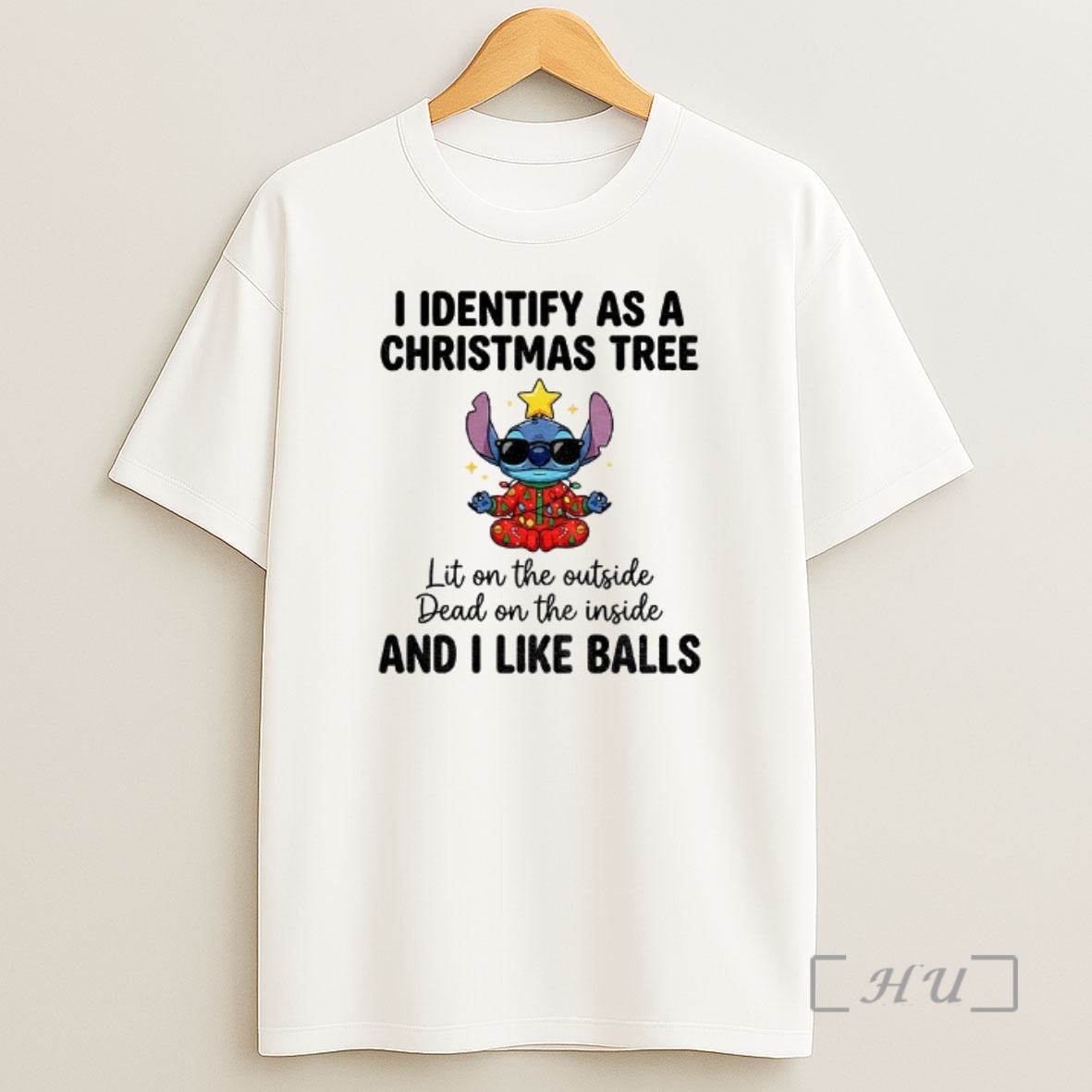 Officials Stitch I Identify As A Christmas Tree Lit On The Outside Dead On The Inside And I Like Balls Christmas Premium Shirt Sweatshirt Tee