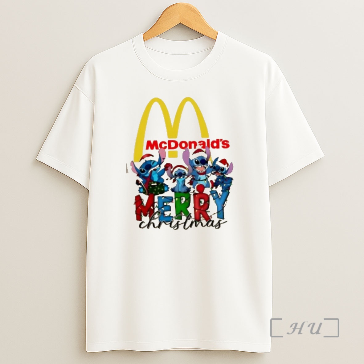 Officials Stitch X Mcdonalds Merry Christmas Lights Shirt Sweatshirt Tee