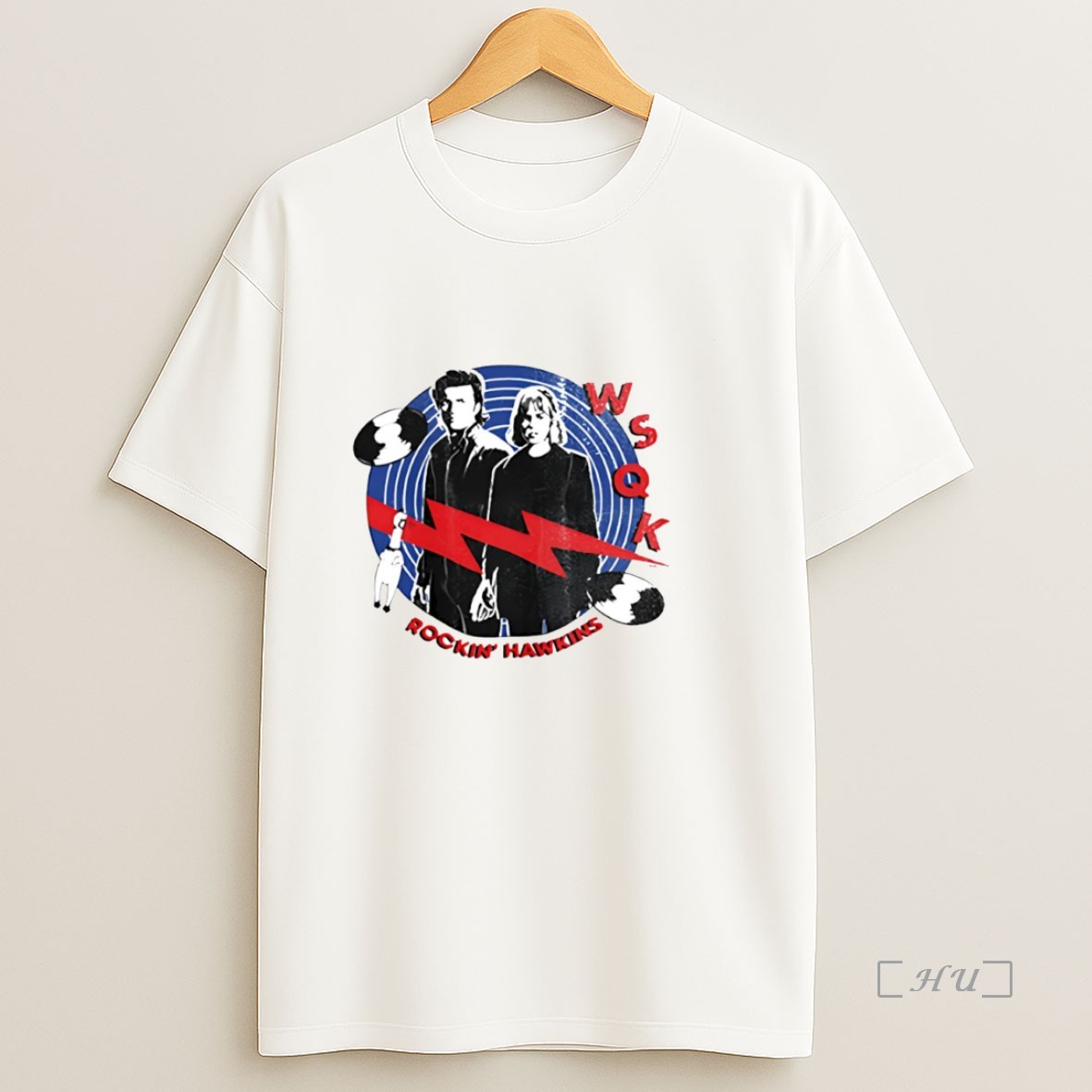 Officials Stranger Things Wsqk Rockin Hawkins Circle Premium Shirt Sweatshirt Tee
