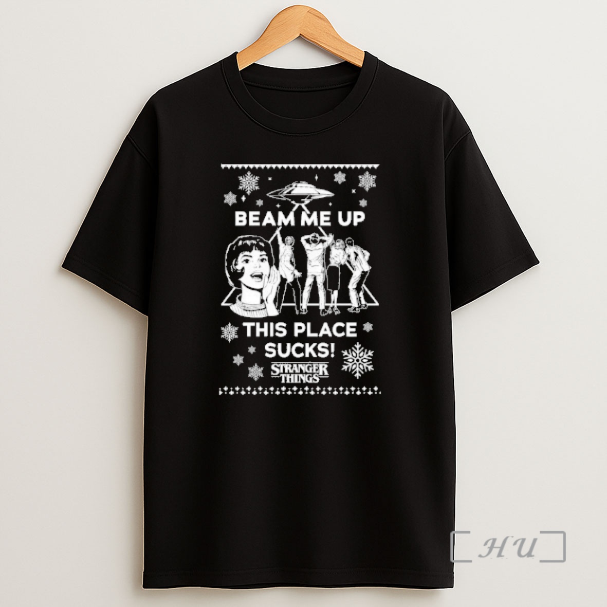 Officials Stranger Things Beam Me Up This Place Sucks Ugly Christmas Sweat Premium Shirt Sweatshirt Tee