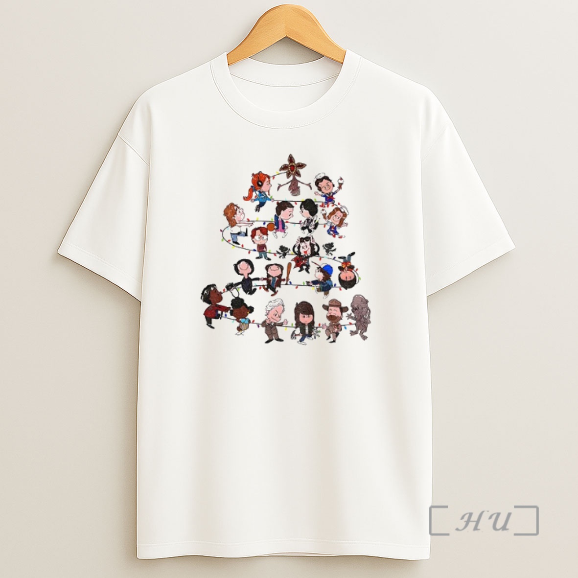 Officials Stranger Things Characters Cartoon Style Christmas Tree Premium Shirt Sweatshirt Tee