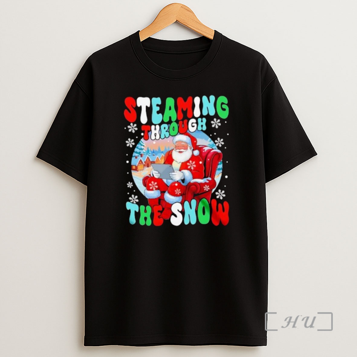 Officials Streaming Through Snow Groovy Santa Merry Christmas Premium Shirt Sweatshirt Tee