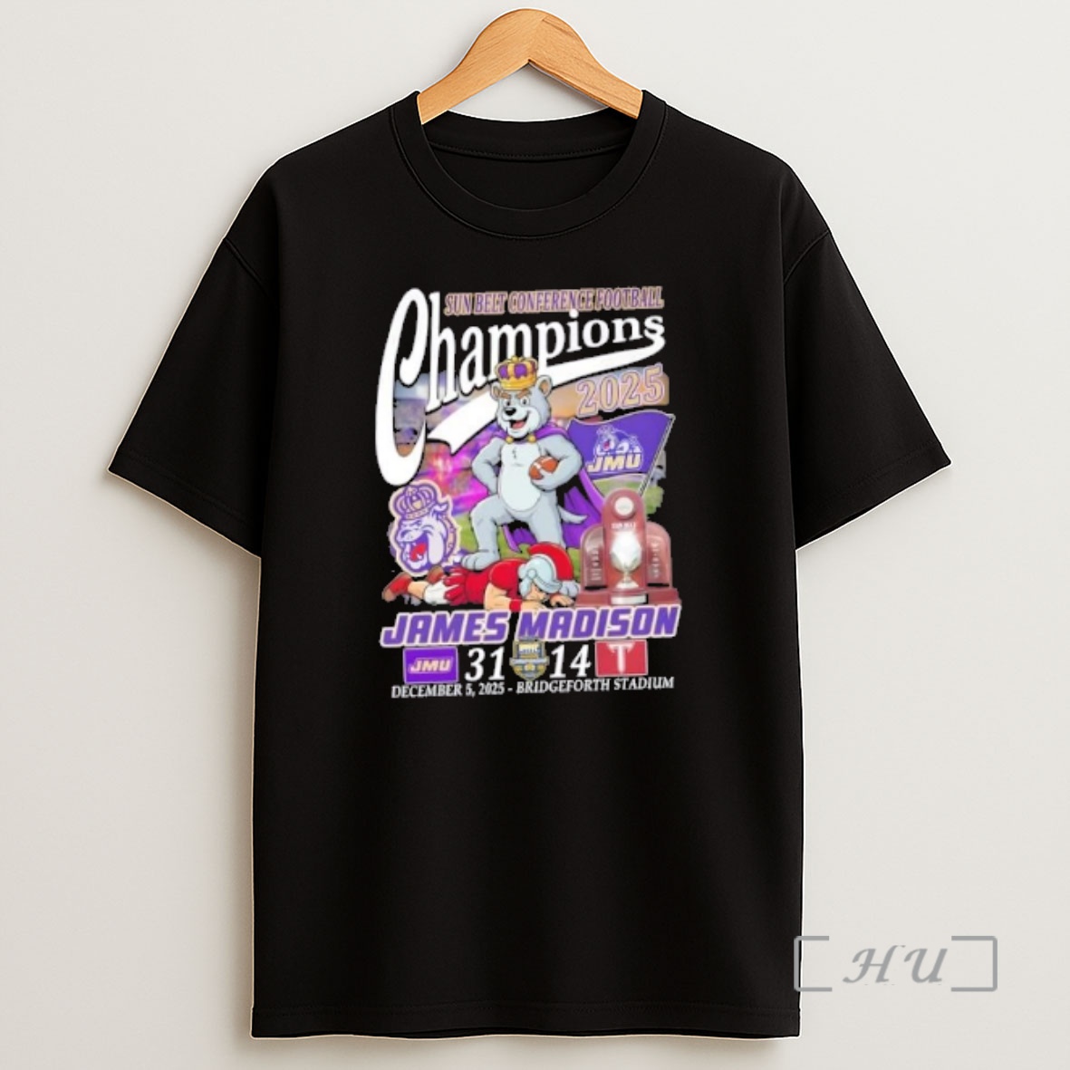 Officials Sun Belt Conference Football Champions James Madision December 5 2025 Bridgeforth Stadium Shirt Sweatshirt Tee