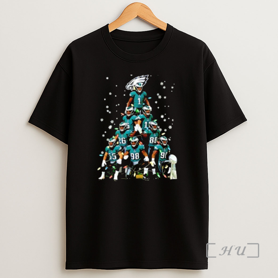 Officials Super Bowl Trophy Philadelphia Eagles With Christmas Tree Players Graphic Premium Shirt Sweatshirt Tee