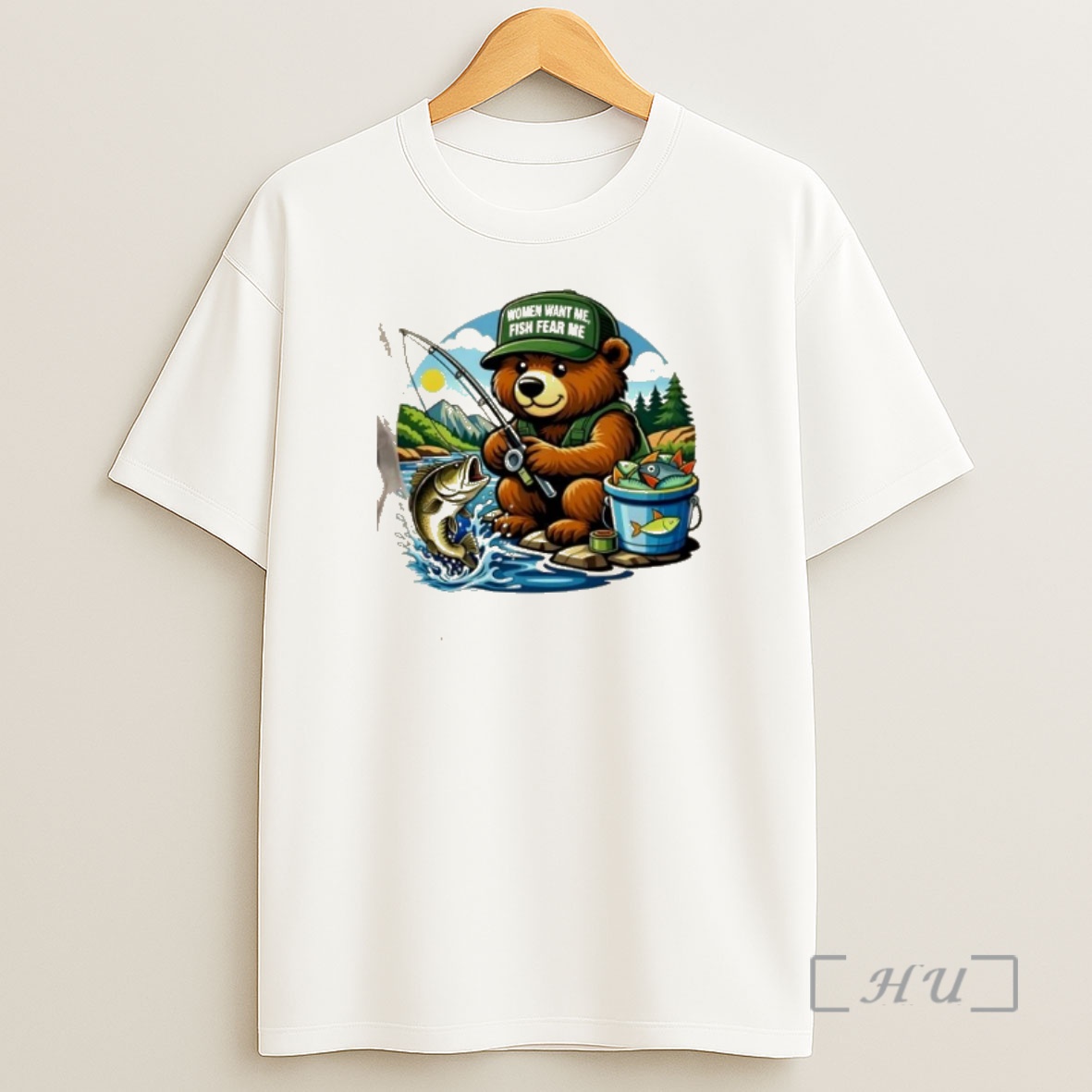 Officials Teddy Bear Fishing Wearing A Cap Women Want Me Fish Fear Me Shirt Sweatshirt Tee