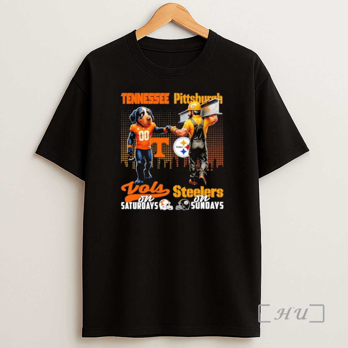 Officials Tennessee Volunteers On Saturdays Vs Pittsburgh Steelers On Sundays Mascot Shirt Sweatshirt Tee