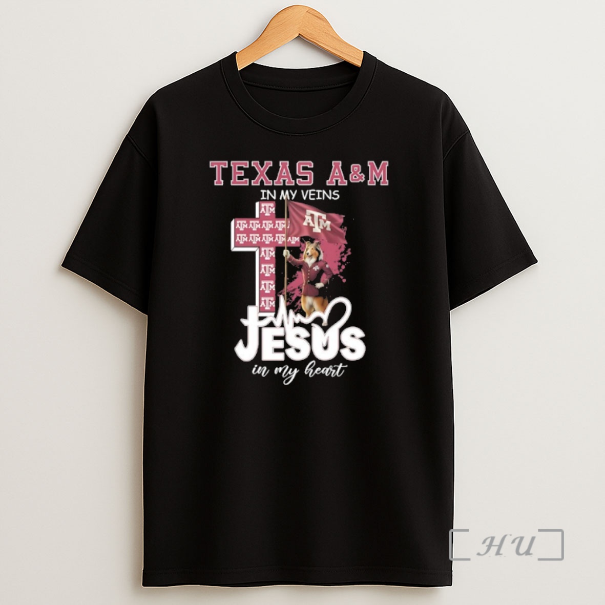 Officials Texas Am Aggies Cross In My Veins Jesus In My Heart Mascot Shirt Sweatshirt Tee