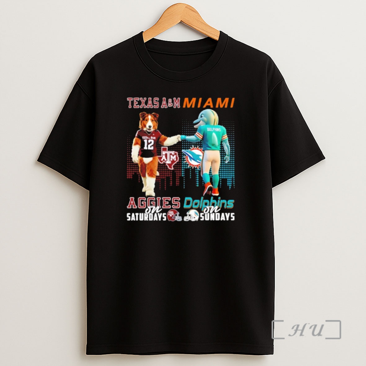 Officials Texas Am Aggies On Saturdays Vs Miami Dolphins On Sundays Mascot Skyline Shirt Sweatshirt Tee