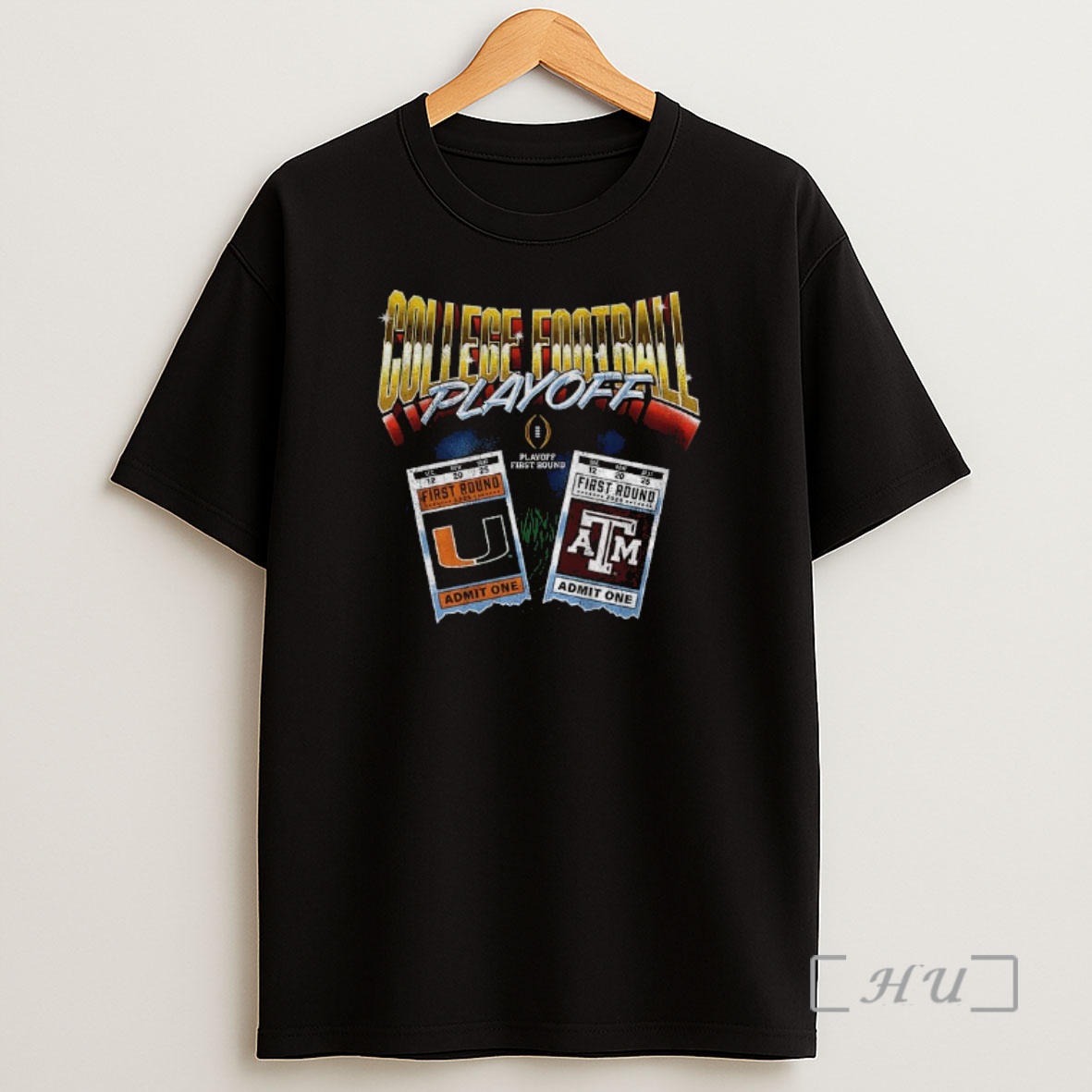 Officials Texas Am Aggies Vs Miami Hurricanes Matchup Ticket Youth College Football Playoff 2025 First Round Shirt Sweatshirt Tee