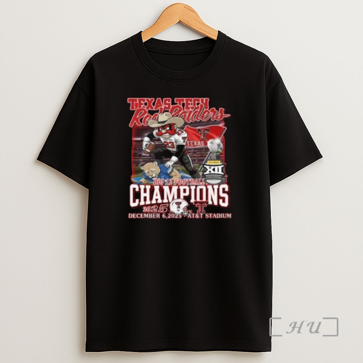 Officials Texas Tech Raiders Big 12 Conference Champions 2025 Victory Mascot Circle Black Shirt Sweatshirt Tee