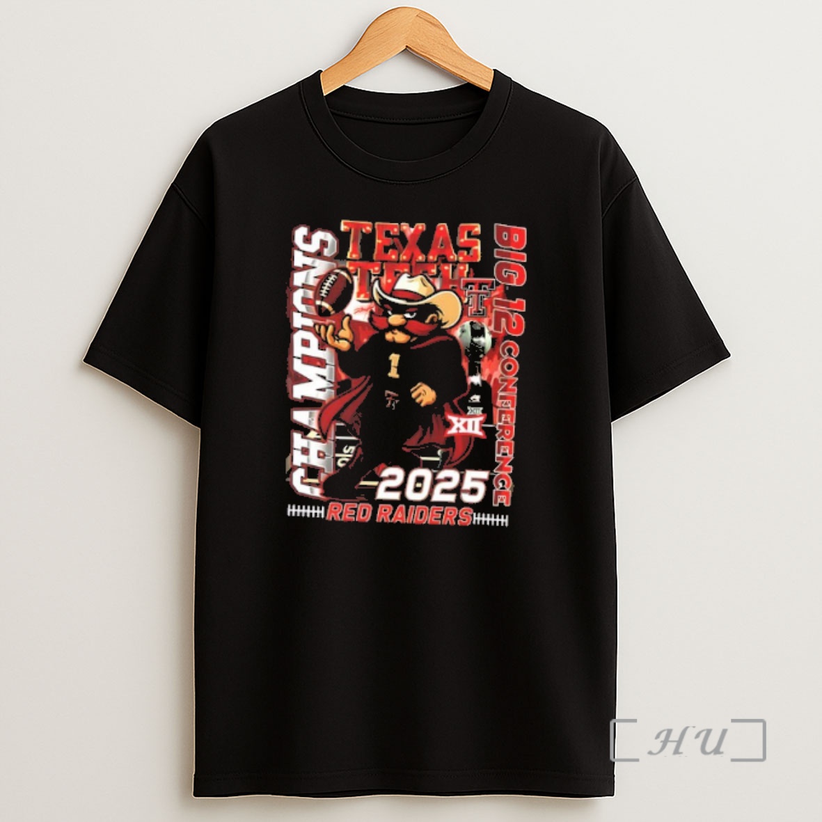 Officials Texas Tech Red Raiders 2025 Big 12 Champions Mascot 2 Sided Shirt Sweatshirt Tee