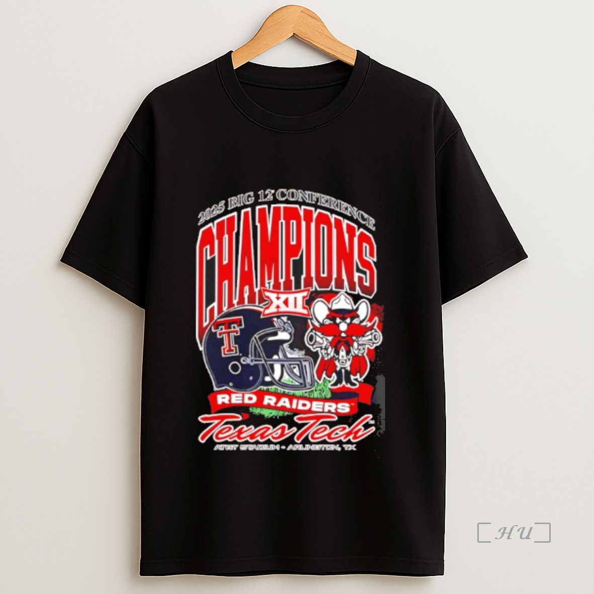 Officials Texas Tech Red Raiders 2025 Big 12 Football Champions Mascot Helmet Premium Shirt Sweatshirt Tee