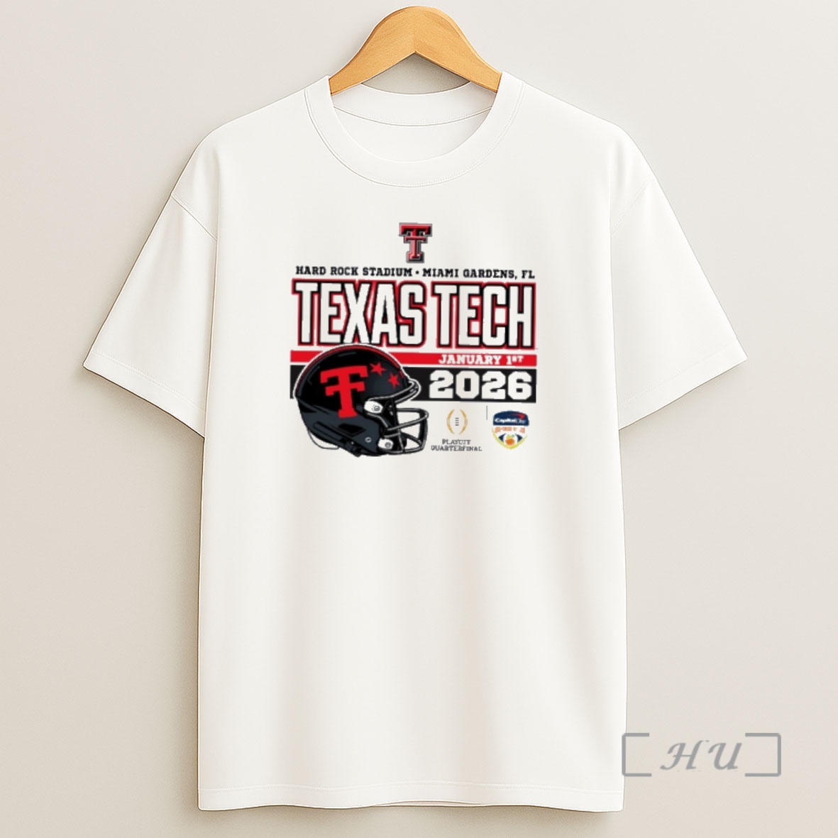 Officials Texas Tech Red Raiders 2026 Cfp Quarterfinal Capital One Orange Bowl Helmet Shirt Sweatshirt Tee