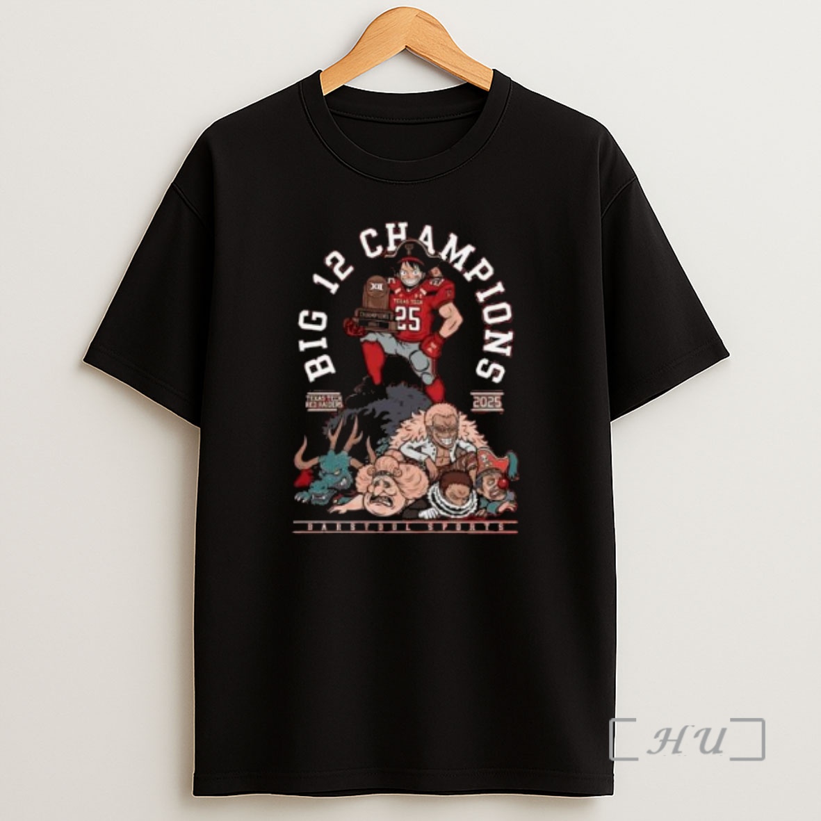 Officials Texas Tech Red Raiders Big 12 Championship 2025 First Ever Conference Champions Luffy Raider Red One Piece Anime Circle Black Shirt Sweatshirt Tee