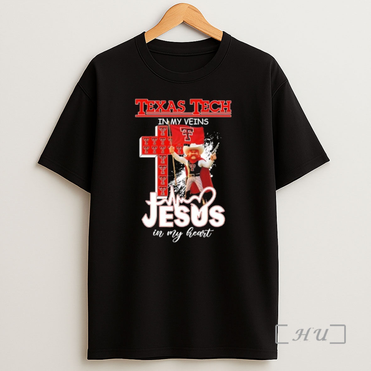 Officials Texas Tech Red Raiders Cross In My Veins Jesus In My Heart Mascot Shirt Sweatshirt Tee