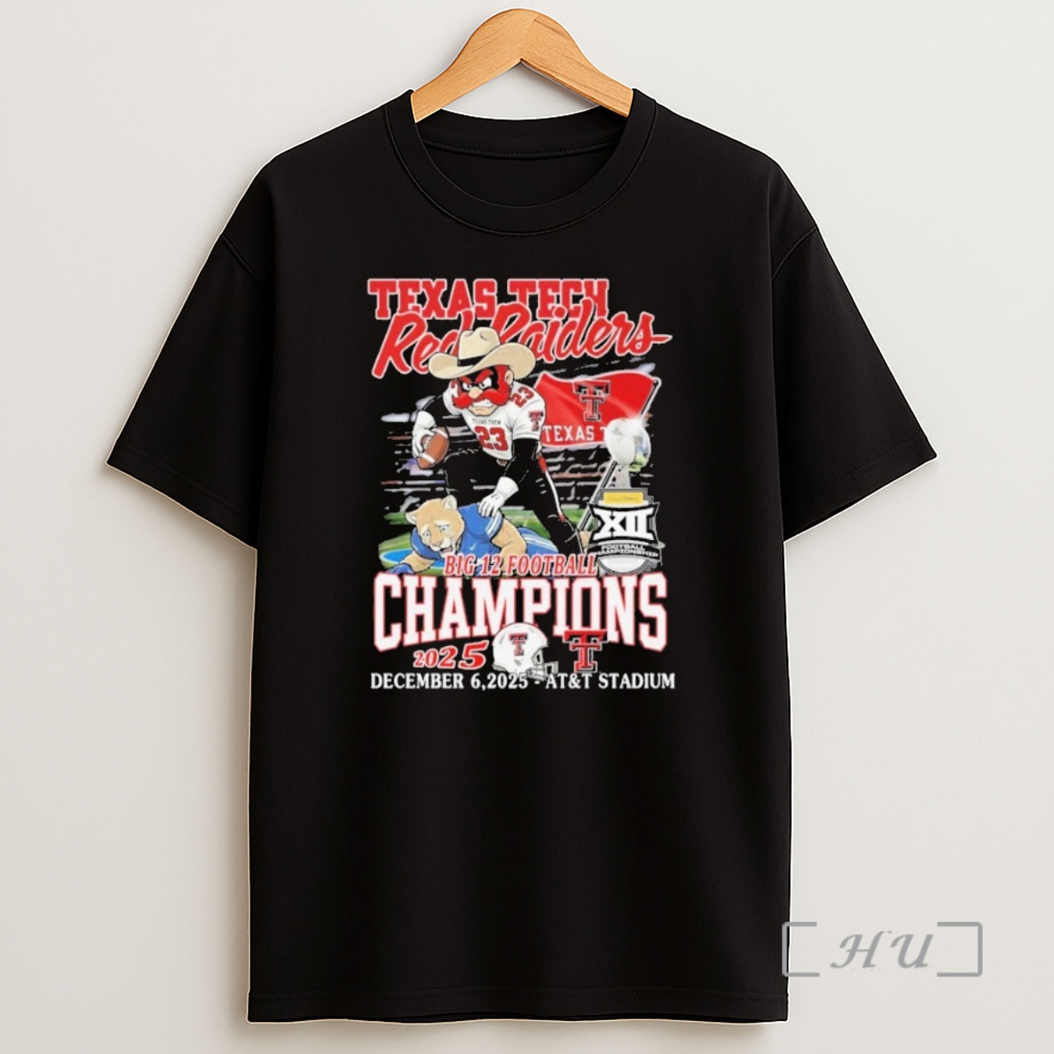 Officials Texas Tech Red Raiders Stomp Brigham Young Cougars Big 12 Football Champions 2025 Mascot Premium Shirt Sweatshirt Tee