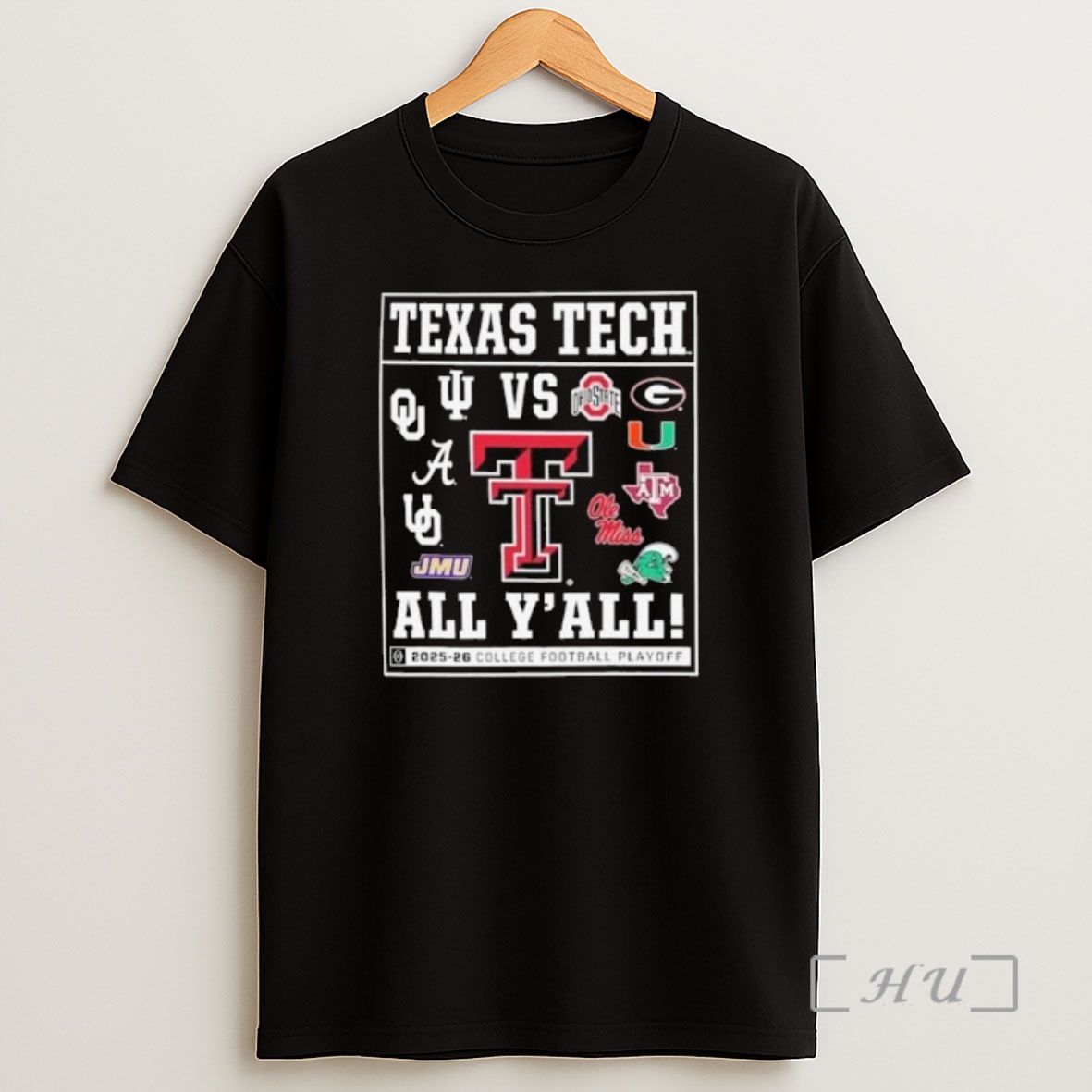 Officials Texas Tech Red Raiders Vs All Yall 2025 2026 Cfp Framed 12 Team Shirt Sweatshirt Tee