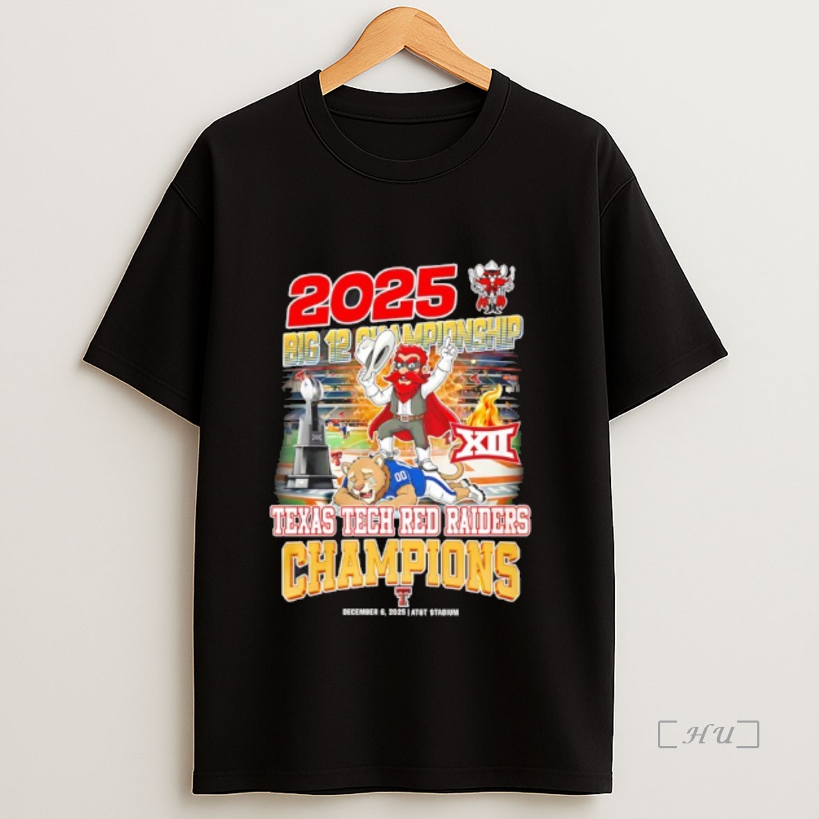 Officials Texas Tech Red Raiders Football 2025 Big 12 Champions Mascot Premium Shirt Sweatshirt Tee
