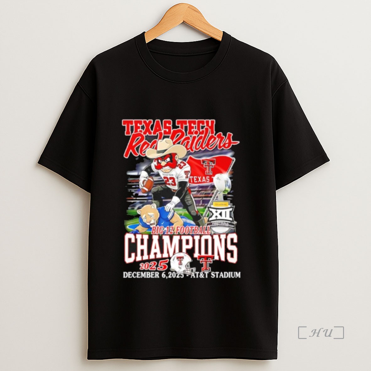 Officials Texas Tech Red Raiders Football Big 12 Champions 2025 Mascot Premium Shirt Sweatshirt Tee