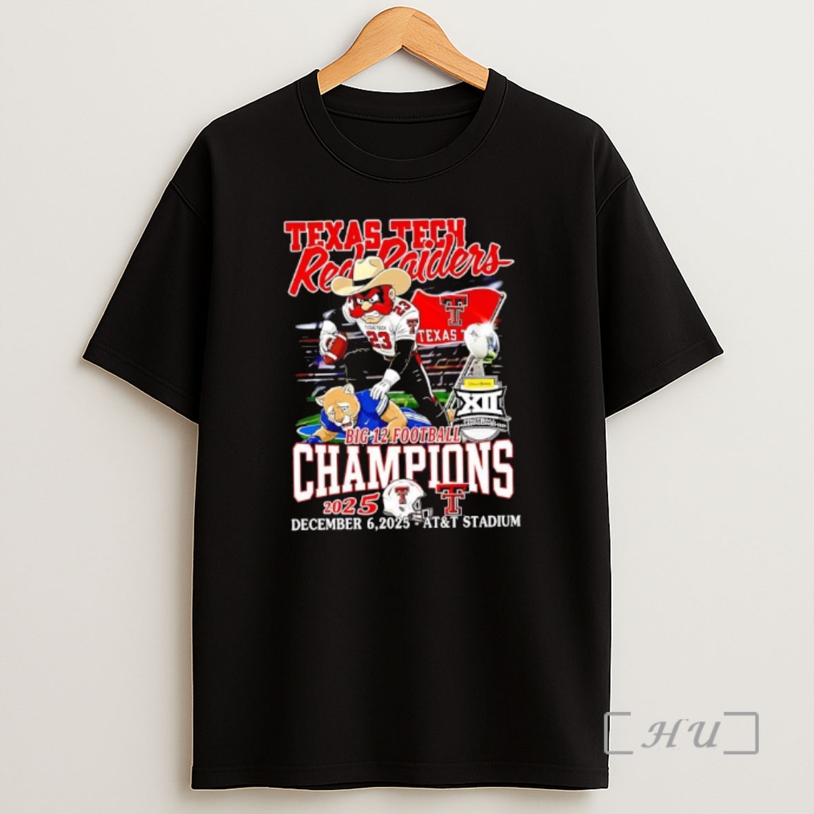 Officials Texas Tech Red Raiders Vs Byu Cougar Mascots 2025 Big 12 Football Champions Premium Shirt Sweatshirt Tee